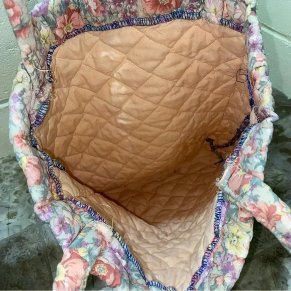 Women’s Vintage Grandma  Cottagecore Floral Print Handmade Hand-Knit Tote Bag - Picture 11 of 12